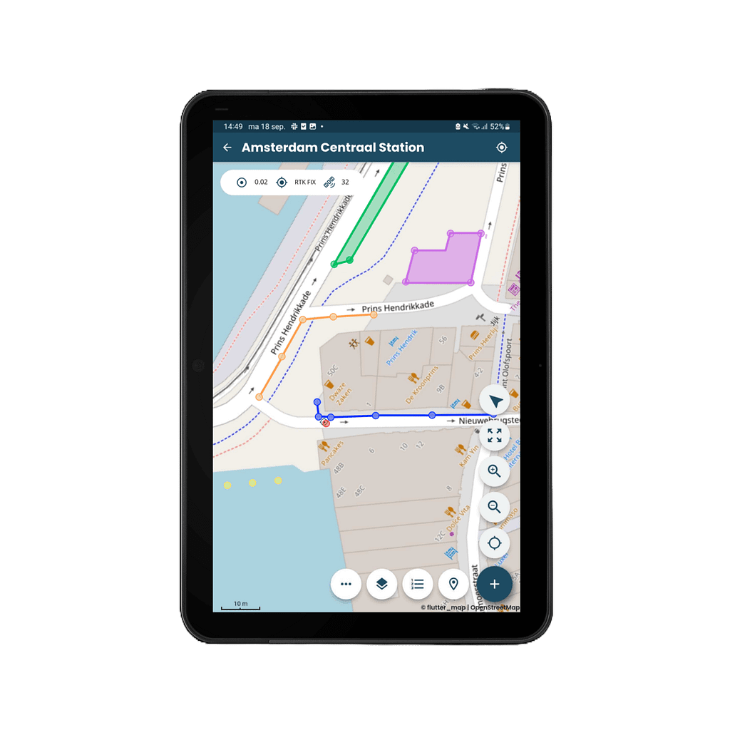 The easiest surveying app out there. It works on both Android and iOS, even with an external GNSS receiver through Bluetooth.