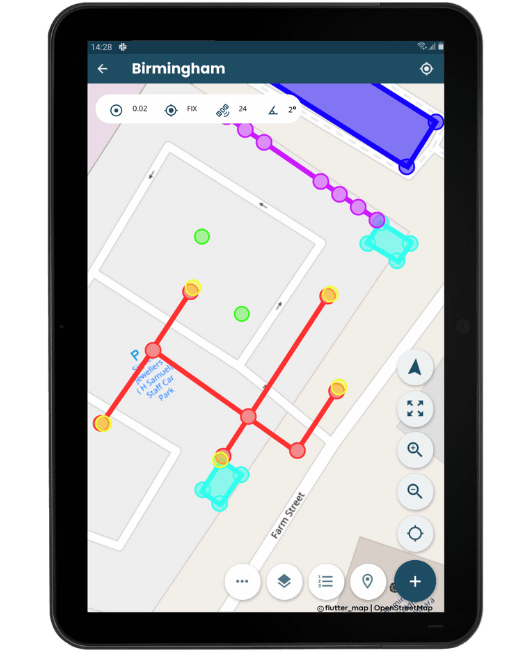 The most easy surveying software available. Let's you survey and stake-out like a game.