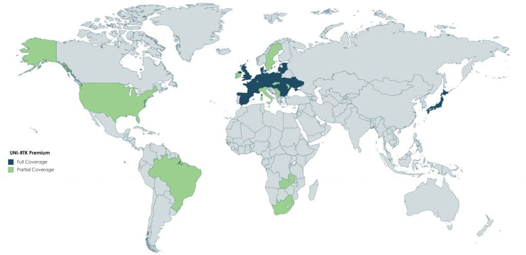 UNI-RTK-Premium wereldkaart